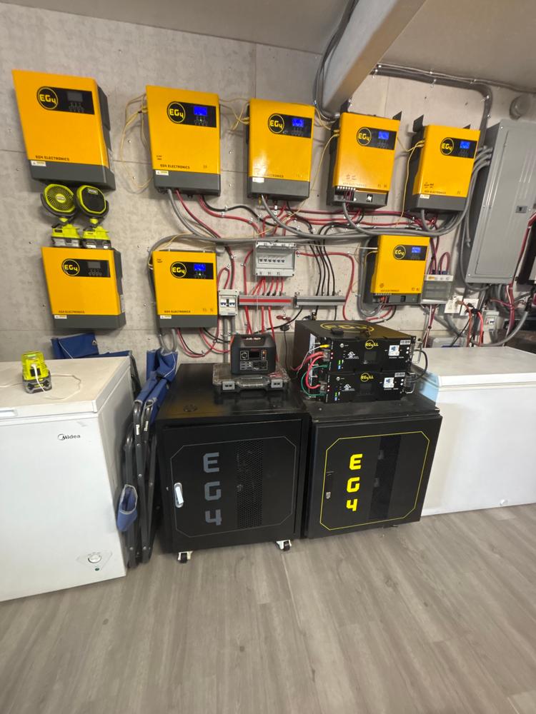 🔋Combo Baterías EG4 LLS LiFePO4 48V 15,3kWh + Rack con ruedas y puerta de 3 Ranuras