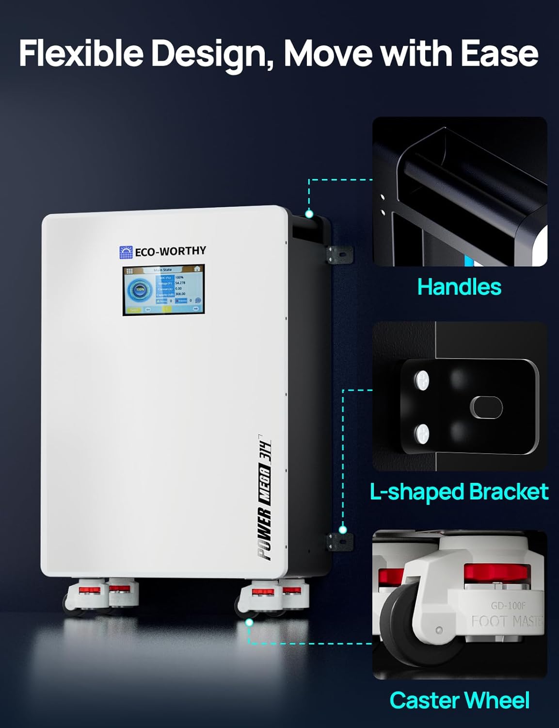 ECO-WORTHY Powermega 48V 314Ah LiFePO4 Energy Storage System with 10kW Hybrid Inverter, Active Balancing BMS, Built-in Bluetooth&WiFi, Communication Support for Home Backup, Emergency Power, Off-Grid