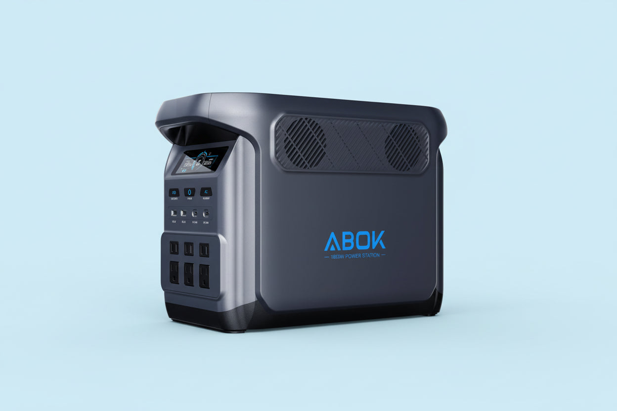1024Wh ABOK Ark1800 Portable Power Station with 400W Solar Panels, LiFePO4 Battery, 1800W AC Output, UPS, Solar Generator Max.2000W Input(AC+PV), Expandable to 5120Wh, 13 Outlets for Outdoor&Camping