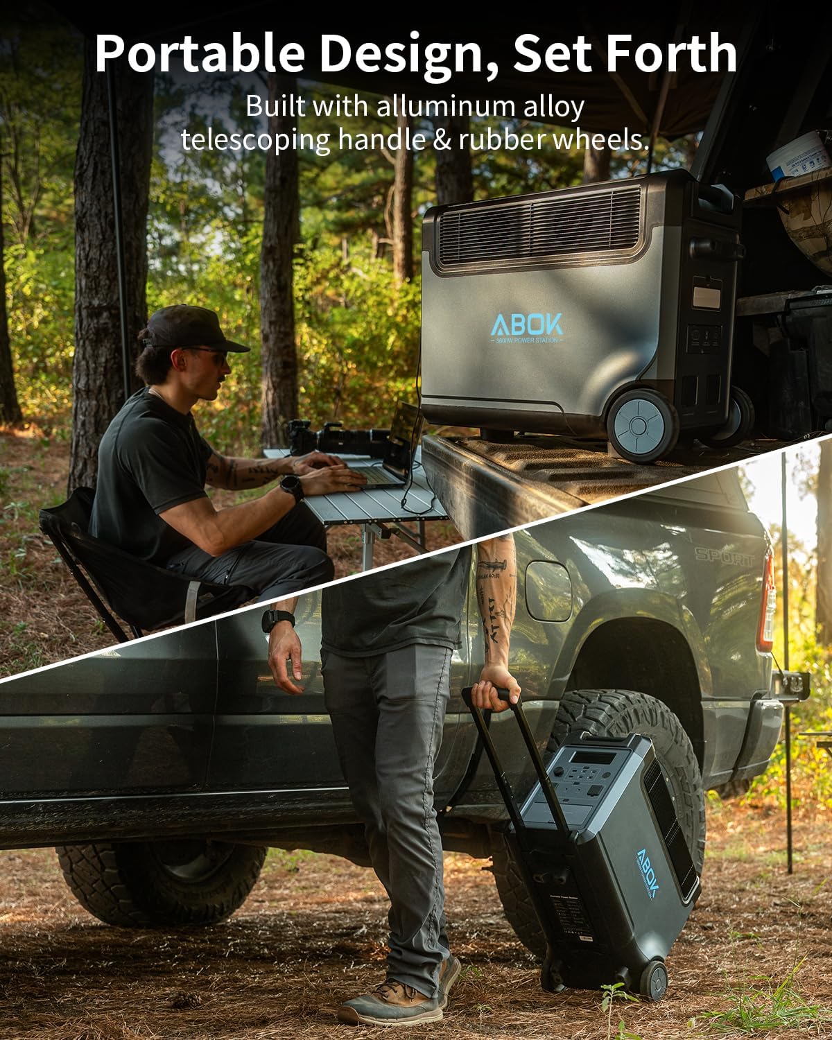 3840Wh ABOK Ark3600 Solar Generator Kit with 400W Solar Panels, 2000W Max Solar Input Electric 3600W Power Station for Garage, Home, Off-Grid Living, Camping, RVs, Outdoor Adventures, Power Outages