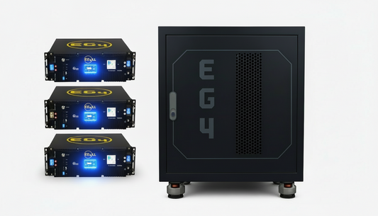 🔋Combo Baterías EG4 LLS LiFePO4 48V 15,3kWh + Rack con ruedas y puerta de 3 Ranuras
