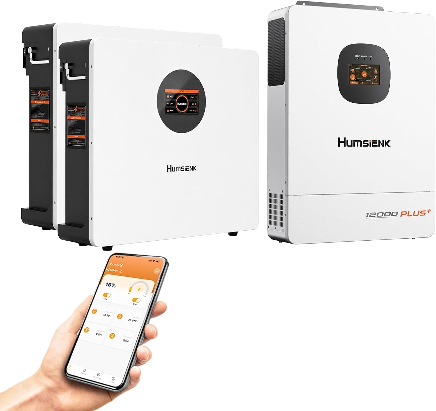 HumsiENK 10.24kWh Home Backup, Kit de 2 Baterías 48V 100Ah Wall‑Mount LiFePO₄ con Balanceo Activo + Inversor Híbrido Split Phase 8000W, 120/240V, MPPT 10000W, UL1741, Solar Off‑Grid