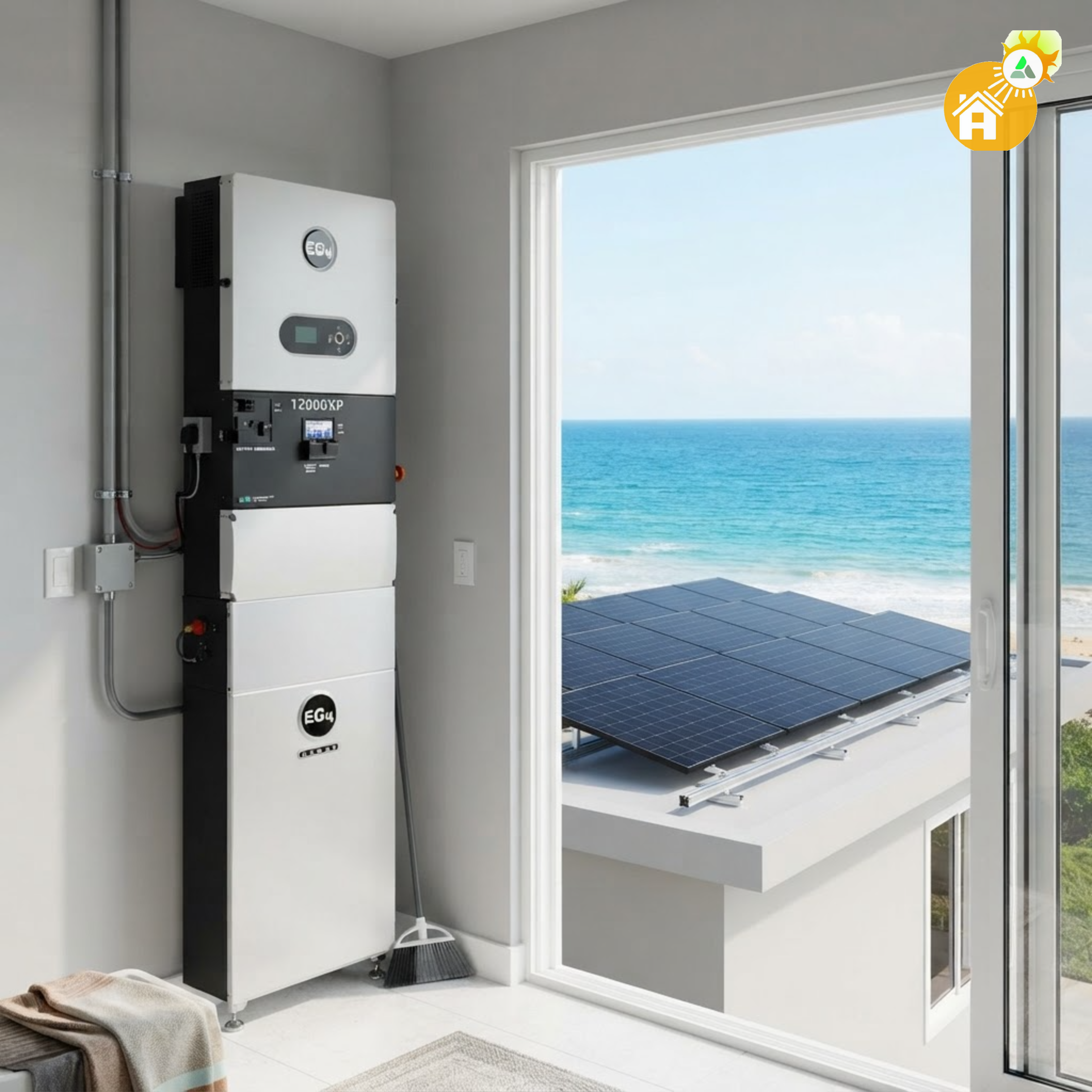 Sistema Solar EG4 12kW Off-Grid / Autoconsumo +  (15) PV 440W (6,600W) + Batería EG4 16kWh LiFePO4 4